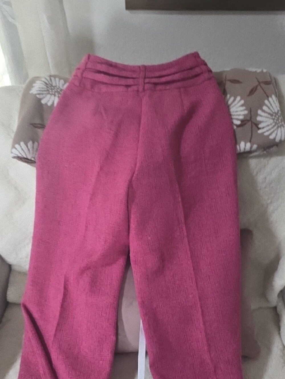 Amanda Uprichard Textured Magenta Wide-Leg Trousers - Picture 4 of 5